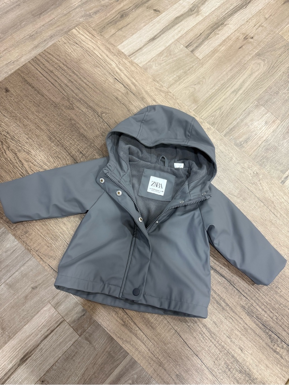 ZARA Infant Boys Gray Hooded Rain Jacket
